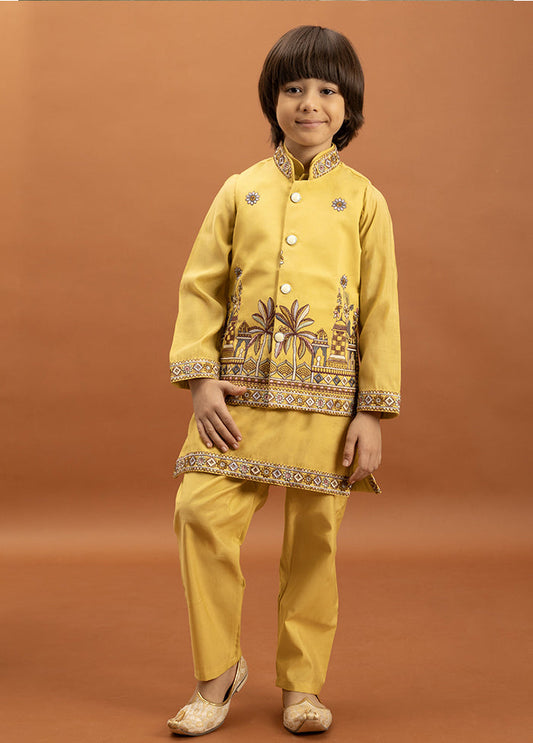 Yellow Viscose Kurta & Pajama Set