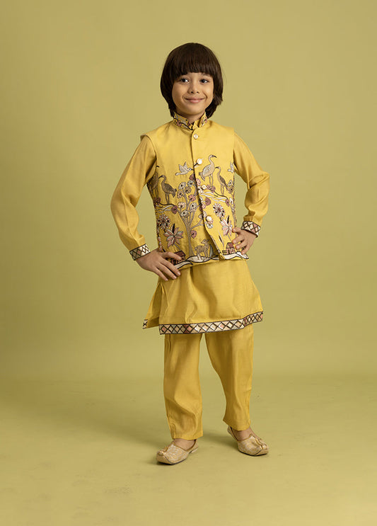 Yellow Viscose Kurta & Pajama Set